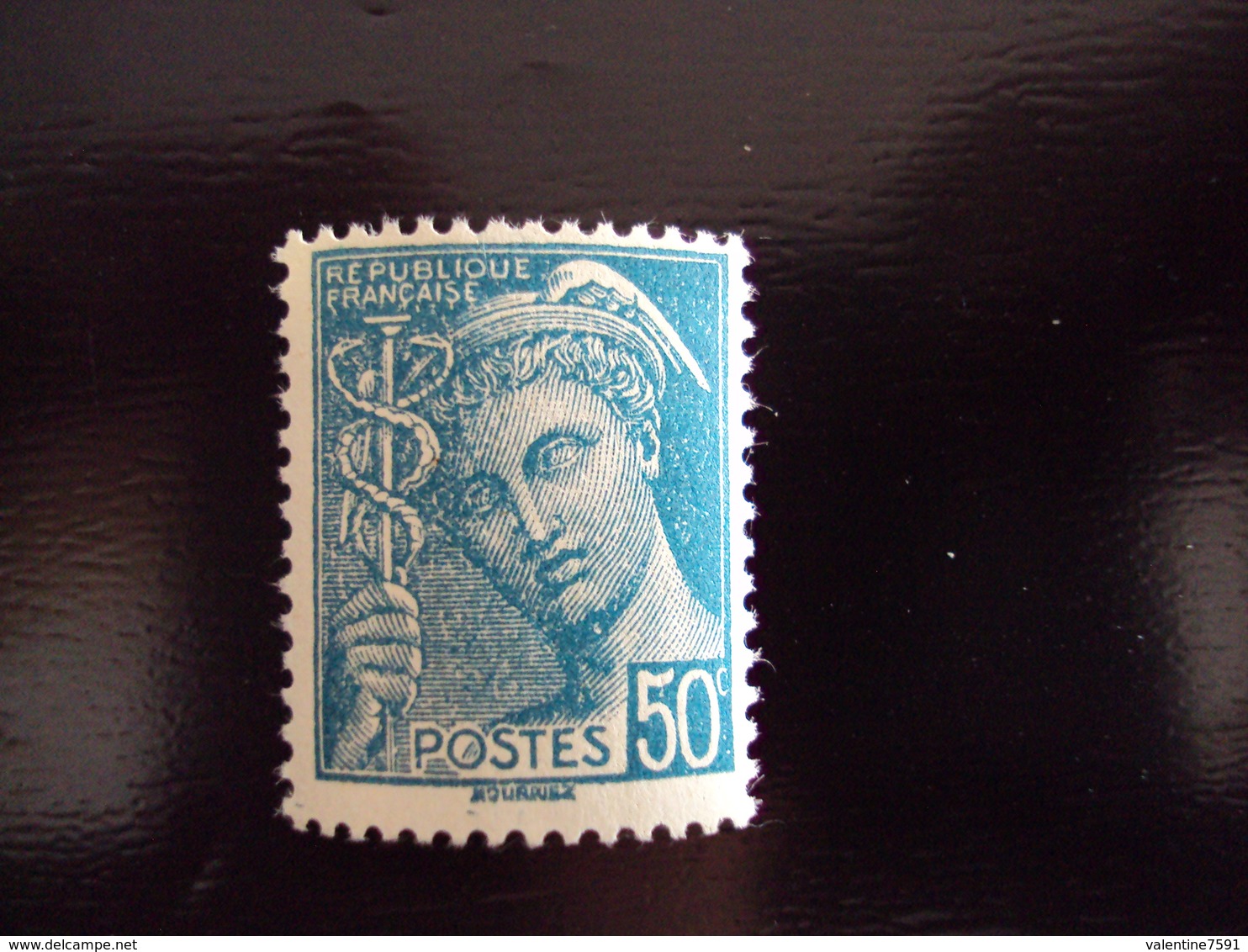 1942      -timbre Neuf, ++   N°538         " Mercure 50 C Turquoise          "         Côte  0.15    Net      0.05 - 1938-42 Mercure