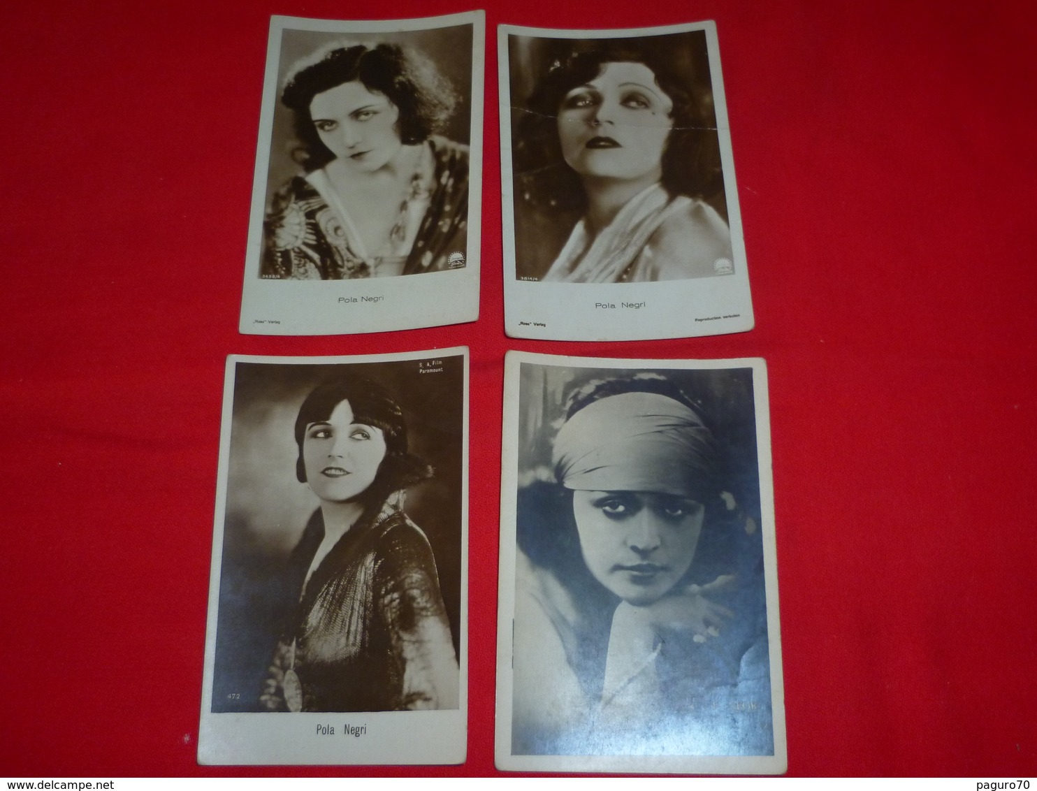 4 Cartoline Pola Negri Attrice * - Beroemde Vrouwen