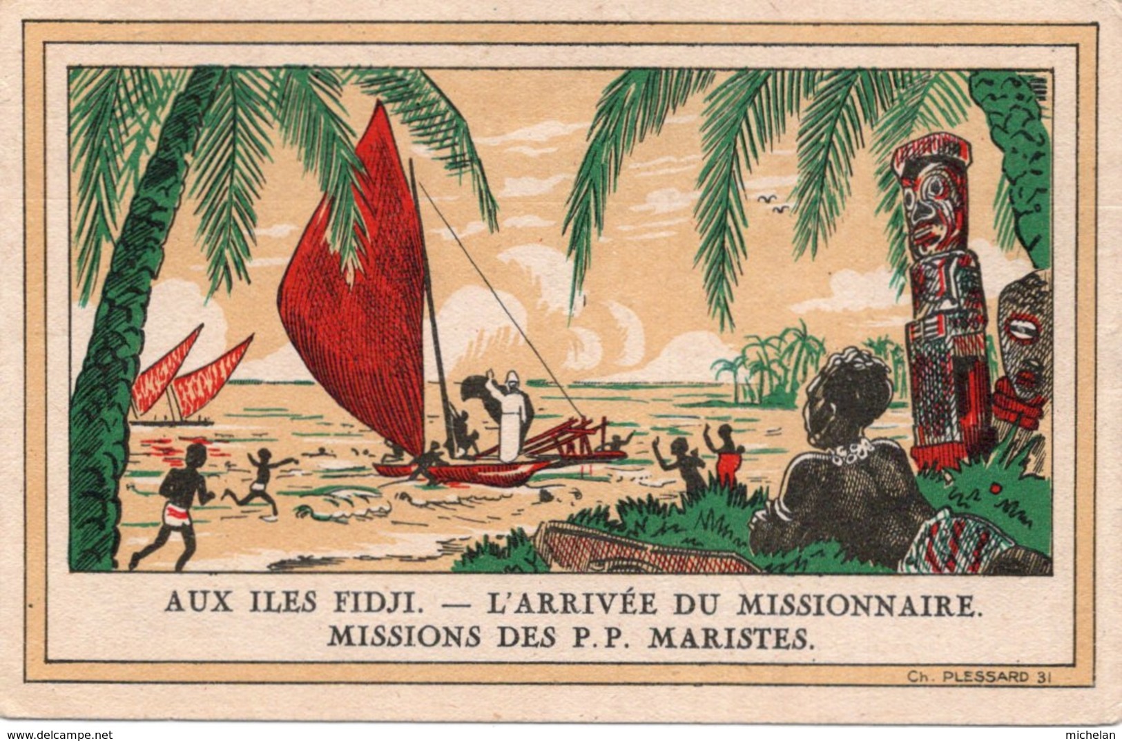 CPA   AUX ILES FIDJI---L'ARRIVEE DU MISSIONNAIRE---MISSIONS DES P.P. MARISTES - Fiji