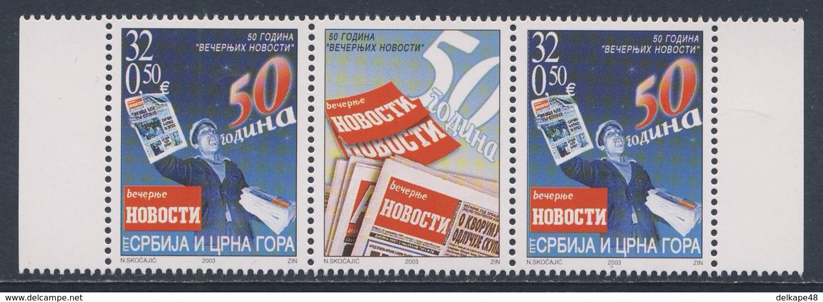 Serbia And Montenegro 2003 Mi 3149 SG 40 ** Newspaper Vendor - 50th Ann. Newspaper "Vecernje Novost" / Zeitungsverkäufer - Servië