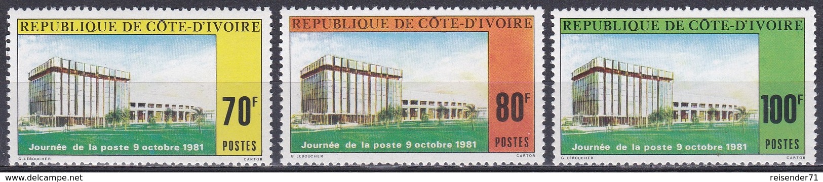 Elfenbeinküste Ivory Coast Cote D'Ivoire 1981 Post Architektur Architecture Bauwerke Gebäude Buildings, Mi. 702-4 ** - Côte D'Ivoire (1960-...)