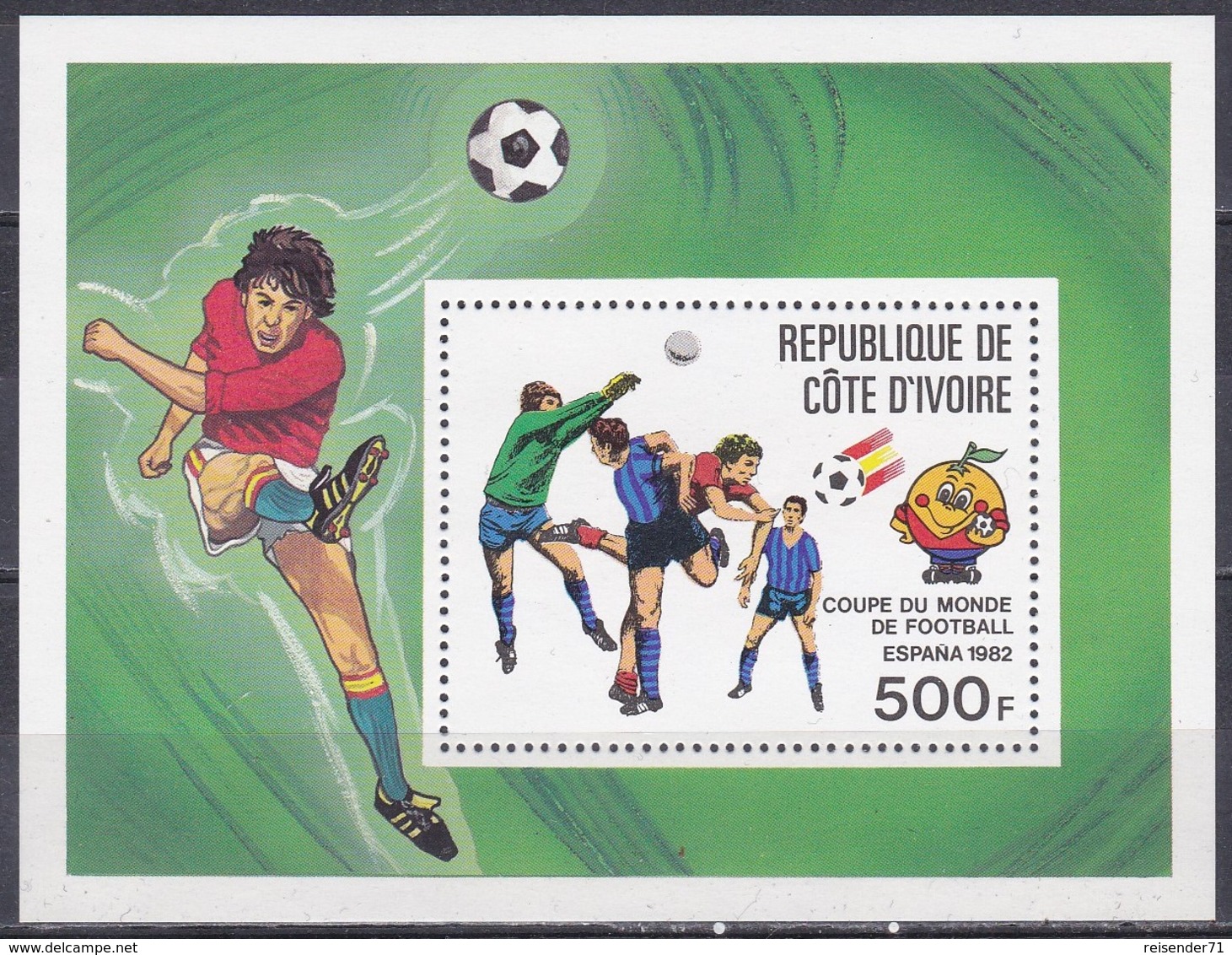 Elfenbeinküste Ivory Coast Cote D'Ivoire 1981 Sport Spiele Fußball Football Soccer FIFA WM Spanien Espana, Bl. 19 ** - Ivory Coast (1960-...)