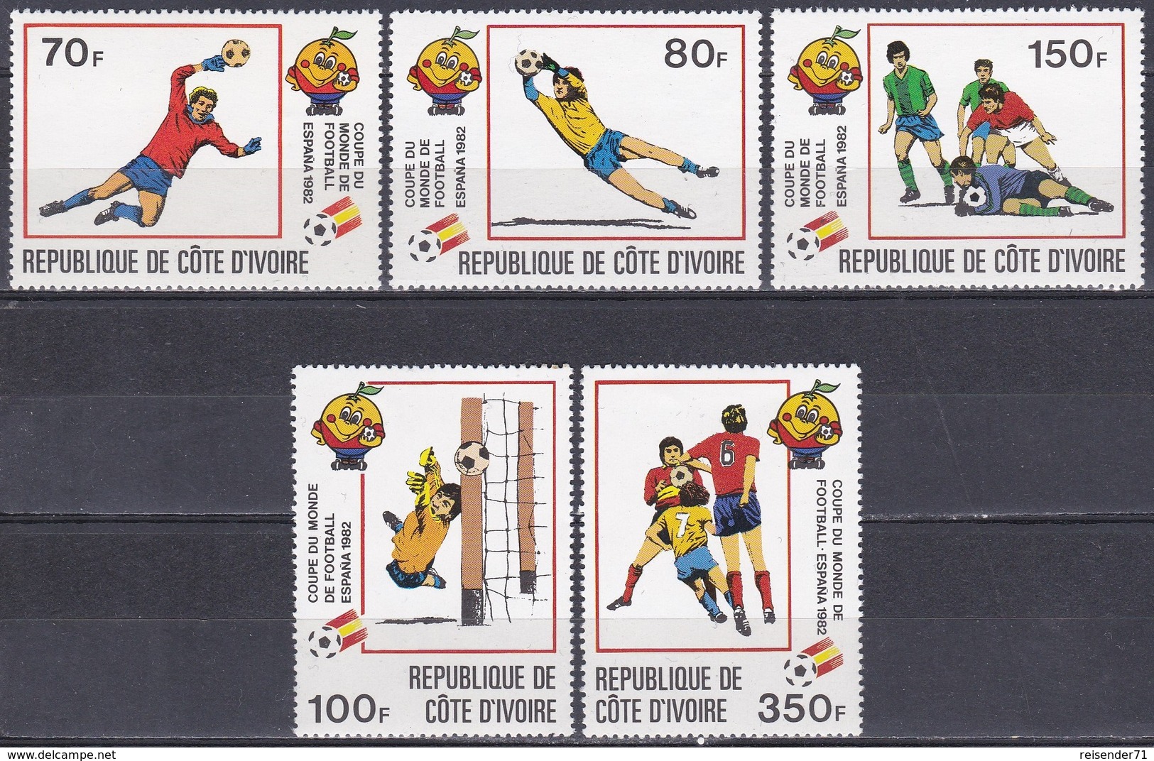 Elfenbeinküste Ivory Coast Cote D'Ivoire 1981 Sport Spiele Fußball Football Soccer FIFA WM Spanien Espana, Mi. 695-9 ** - Côte D'Ivoire (1960-...)