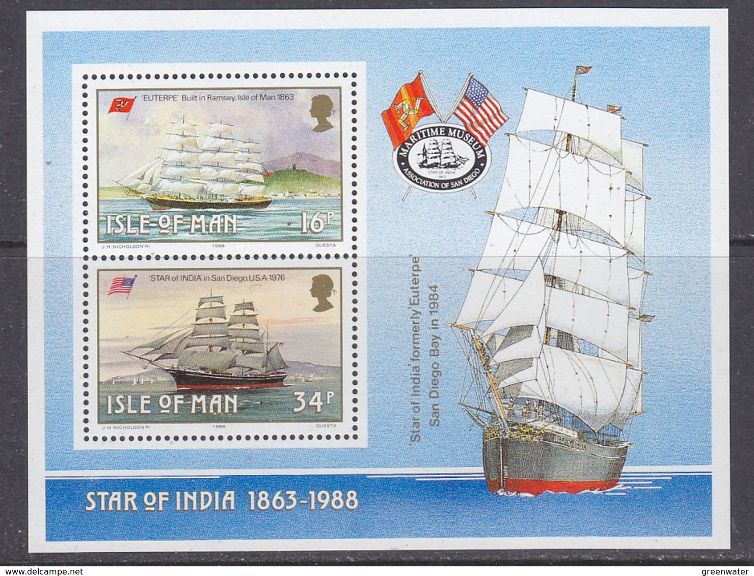 Isle Of Man 1988 Manx Sailing Ships M/s ** Mnh (41614H) - Man (Eiland)