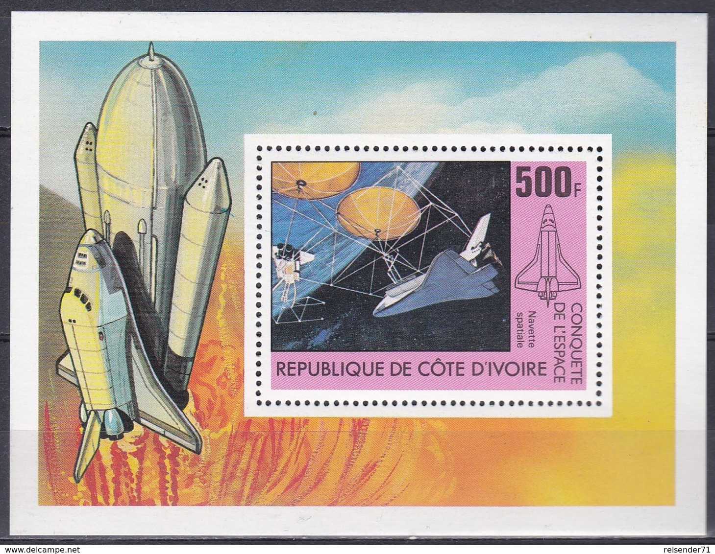 Elfenbeinküste Ivory Coast Cote D'Ivoire 1981 Weltall Weltraum Space Raumfahrt Raumfähre Shuttle, Bl. 17 ** - Côte D'Ivoire (1960-...)