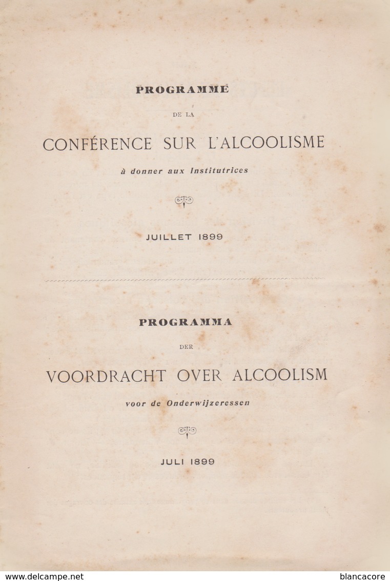 LUTTE CONTRE L'ALCOOLISME Conférence à Donner Aux Institutrices 1899 - Health