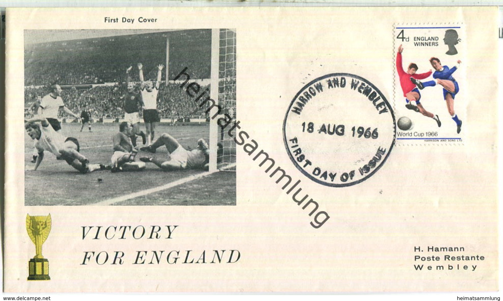 FDC - Victory For England - Wembley 1966 - 1966 – Inglaterra