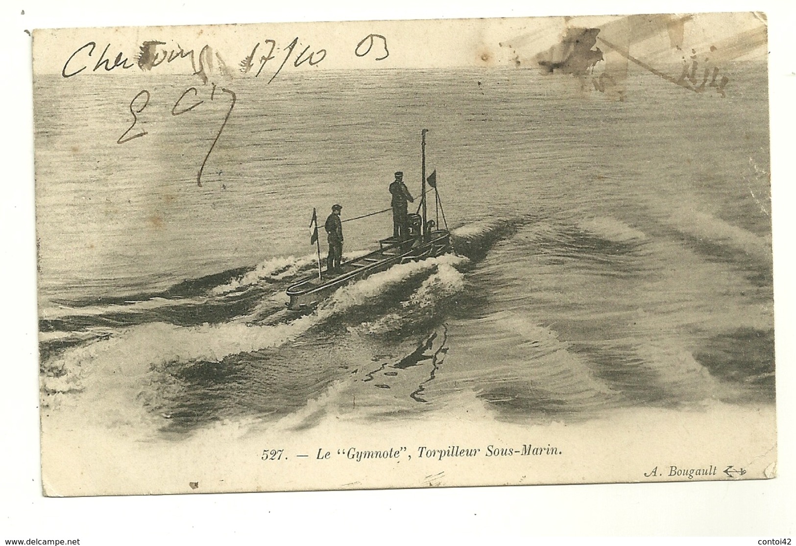 SOUS MARIN TORPILLEUR LE GYMNOTE BATEAUX GUERRE MILITARIA CHERBOURG - Submarines