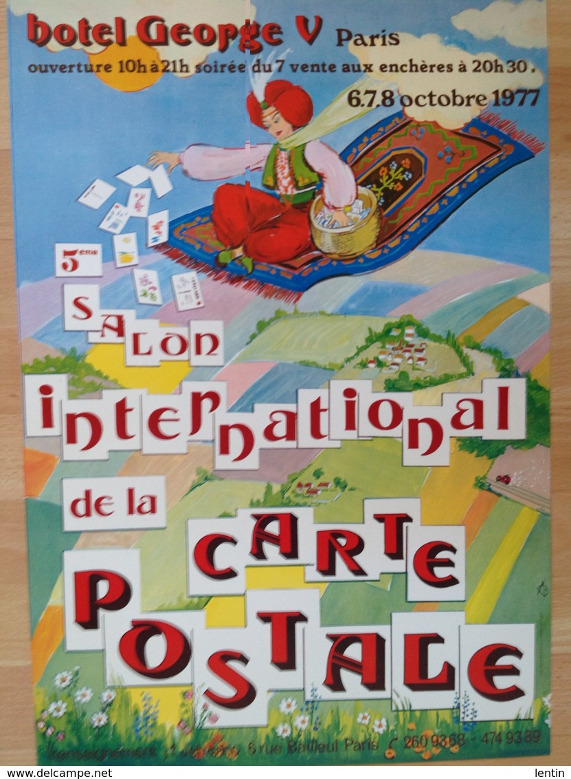 Affiche - Pionniere Cartophilie - 5ème Salon George V Paris 1977 Jehanno - Tapis Volant - Affiches