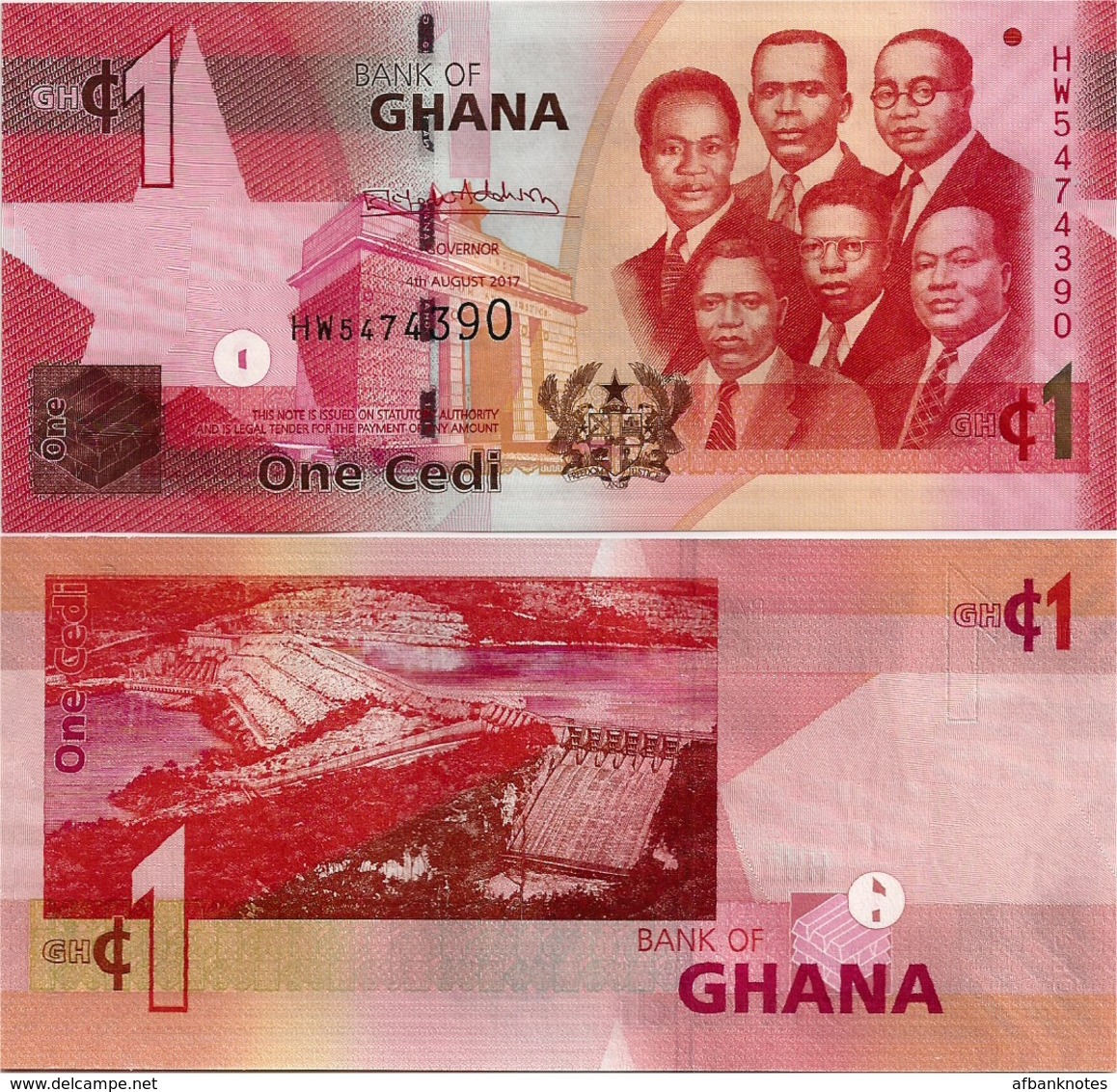 GHANA       1 Cedi       P-37[g]       4.8.2017       UNC - Ghana