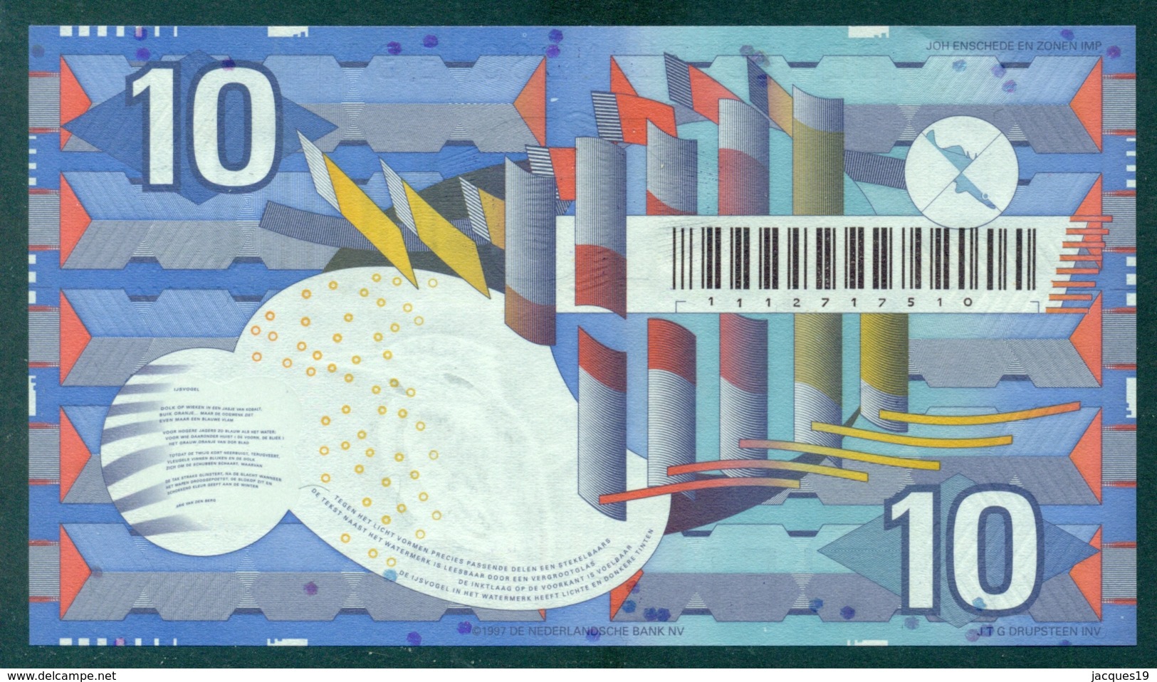 Nederland 10 Gulden 1997 IJsvogel (nummer …510)unc - 10 Gulden