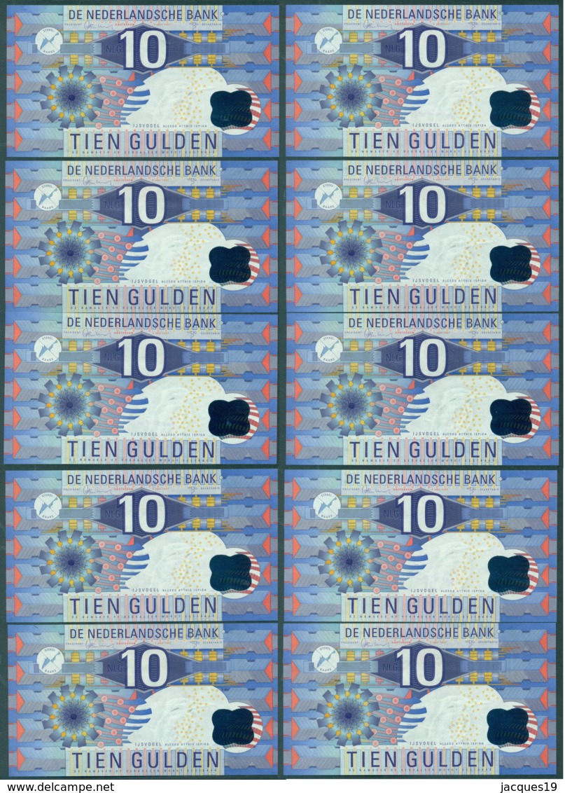 Nederland Set Van 10 Guldens (10) 1997 IJsvogel Opeenvolgende Nummers (511-520) Unc - 10 Gulden