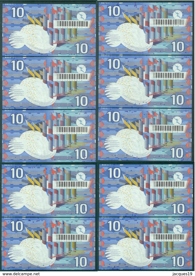 Nederland Set Van 10 Guldens (10) 1997 IJsvogel Opeenvolgende Nummers (511-520) Unc - 10 Gulden