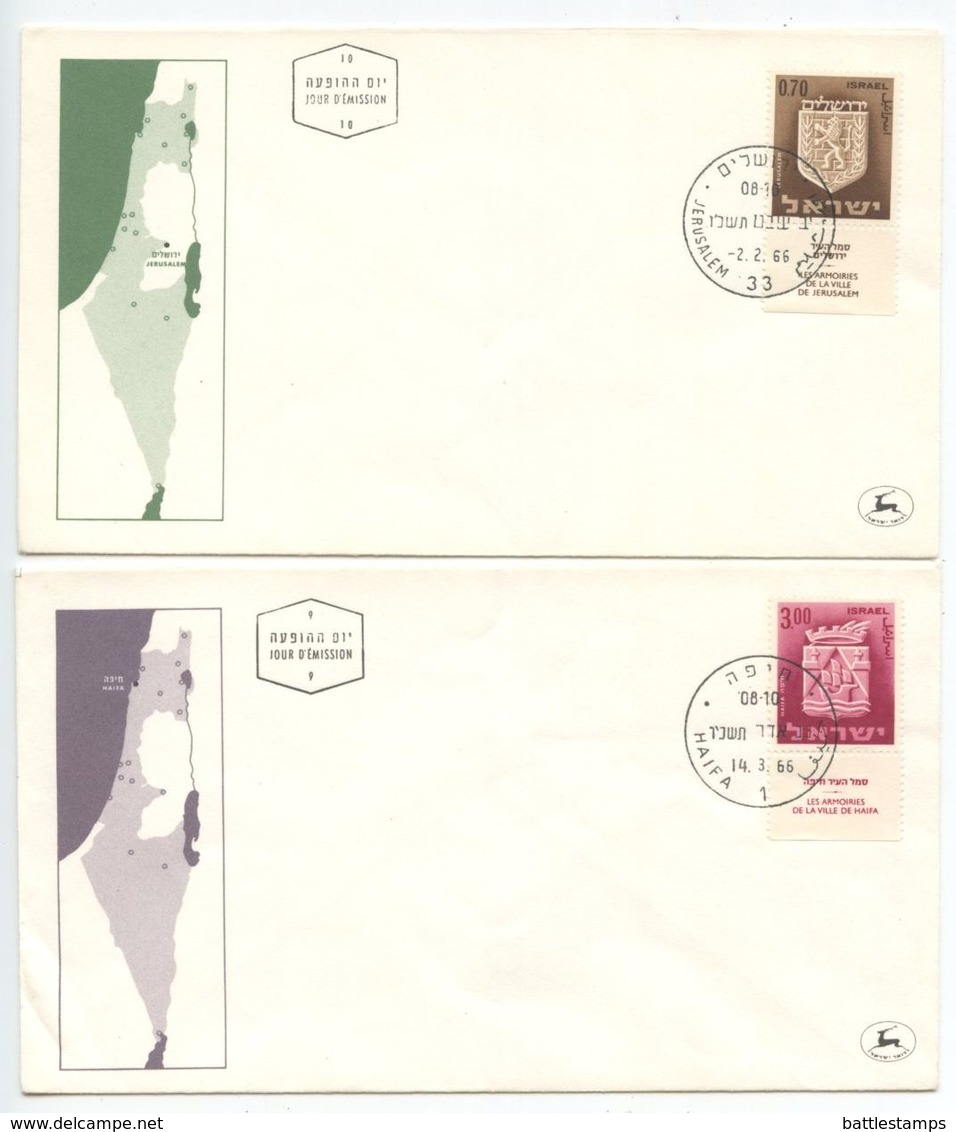 Israel 1966 6 FDCs Town Emblems - FDC