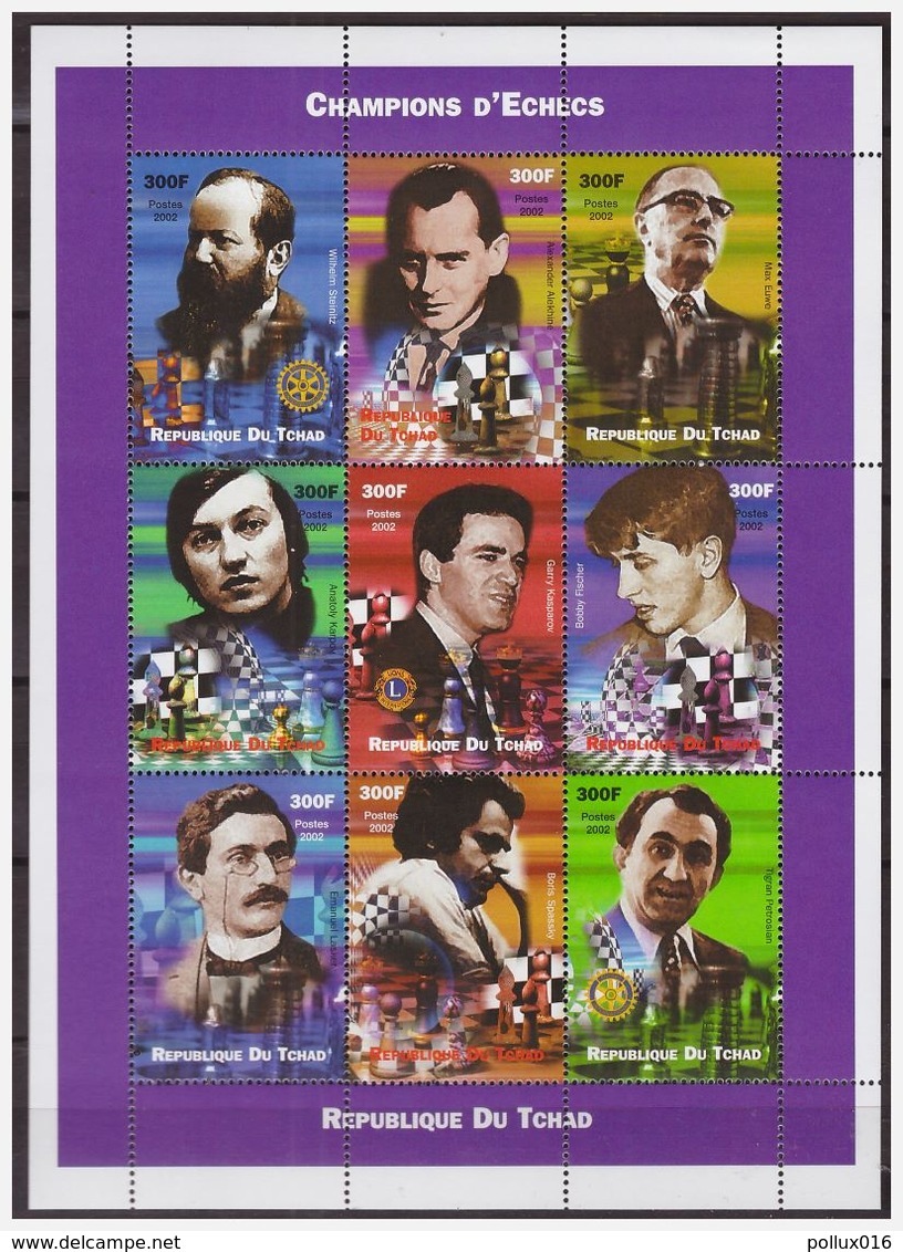 0706 Tchad 2002 Schaken Chess Echec Kasparov Spassky KarpovFischer Euwe S/S MNH - Schaken