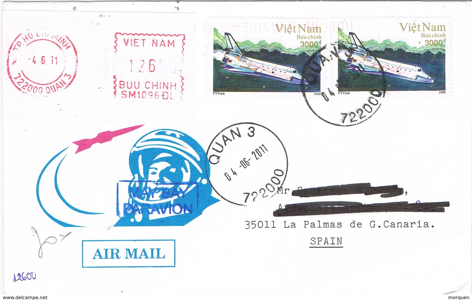 31046. Carta Aerea HO CHI MINH, Quan (Viet Nam) 2011. Avion - Vietnam