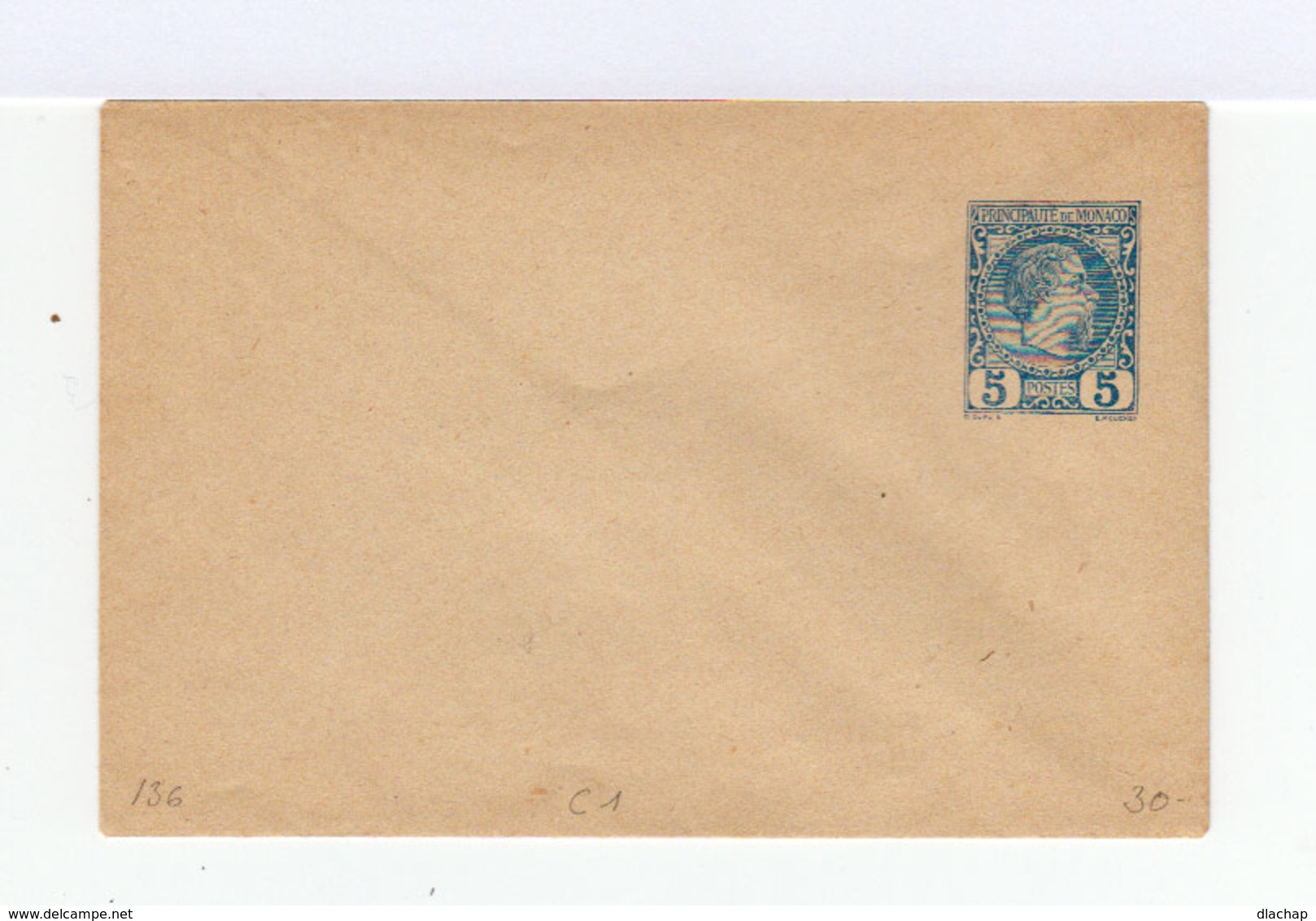 Entier Postal Monaco Enveloppe Charles 3 C1. 5 C Bleu 1886. (985) - Marcophilie