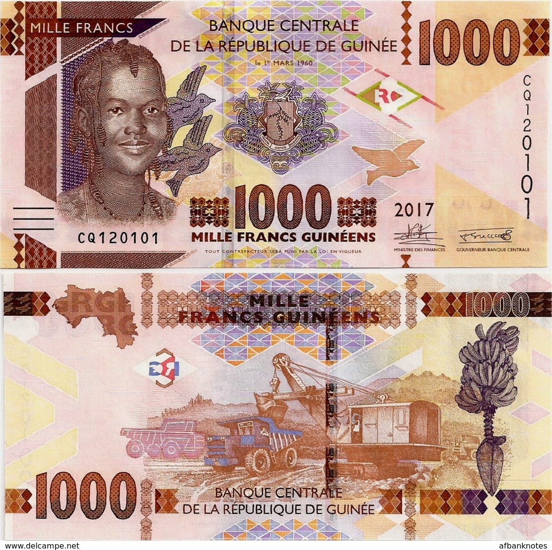 GUINEA      1000 Francs      P-48[b]      2017      UNC - Guinée