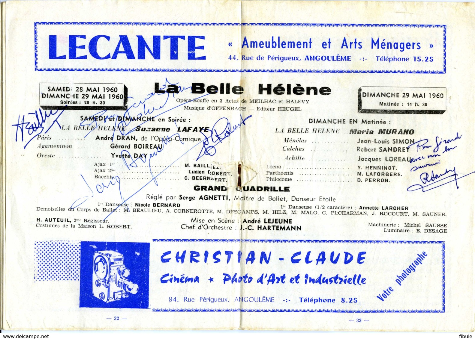 ANGOULEME Théatre Municipal Programme 1959 -1960 Lbelle Hélène - Programme