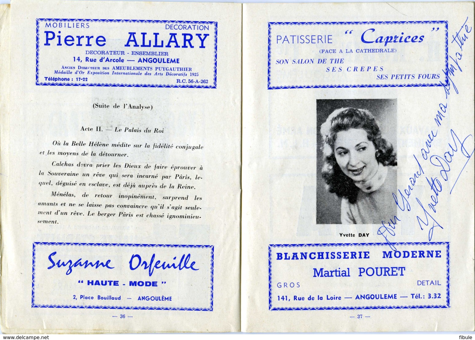 ANGOULEME Théatre Municipal Programme 1959 -1960 Lbelle Hélène - Programmes