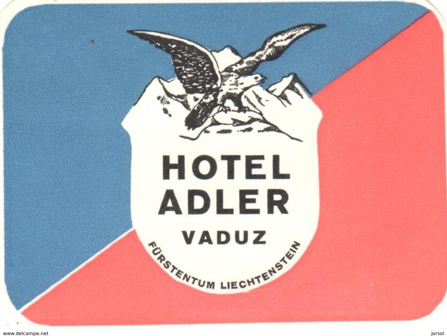 ETIQUETA DE HOTEL  -  HOTEL ADLER  -VADUZ  -LIECHTENSTEIN - Etiquettes D'hotels