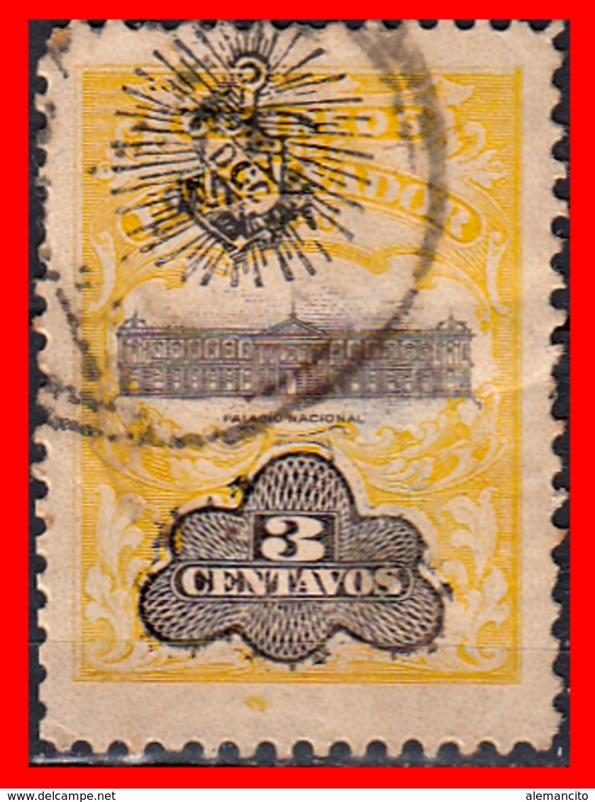 EL SALVADOR AÑO 1907.. 3 CENTAVOS. National Palace - El Salvador