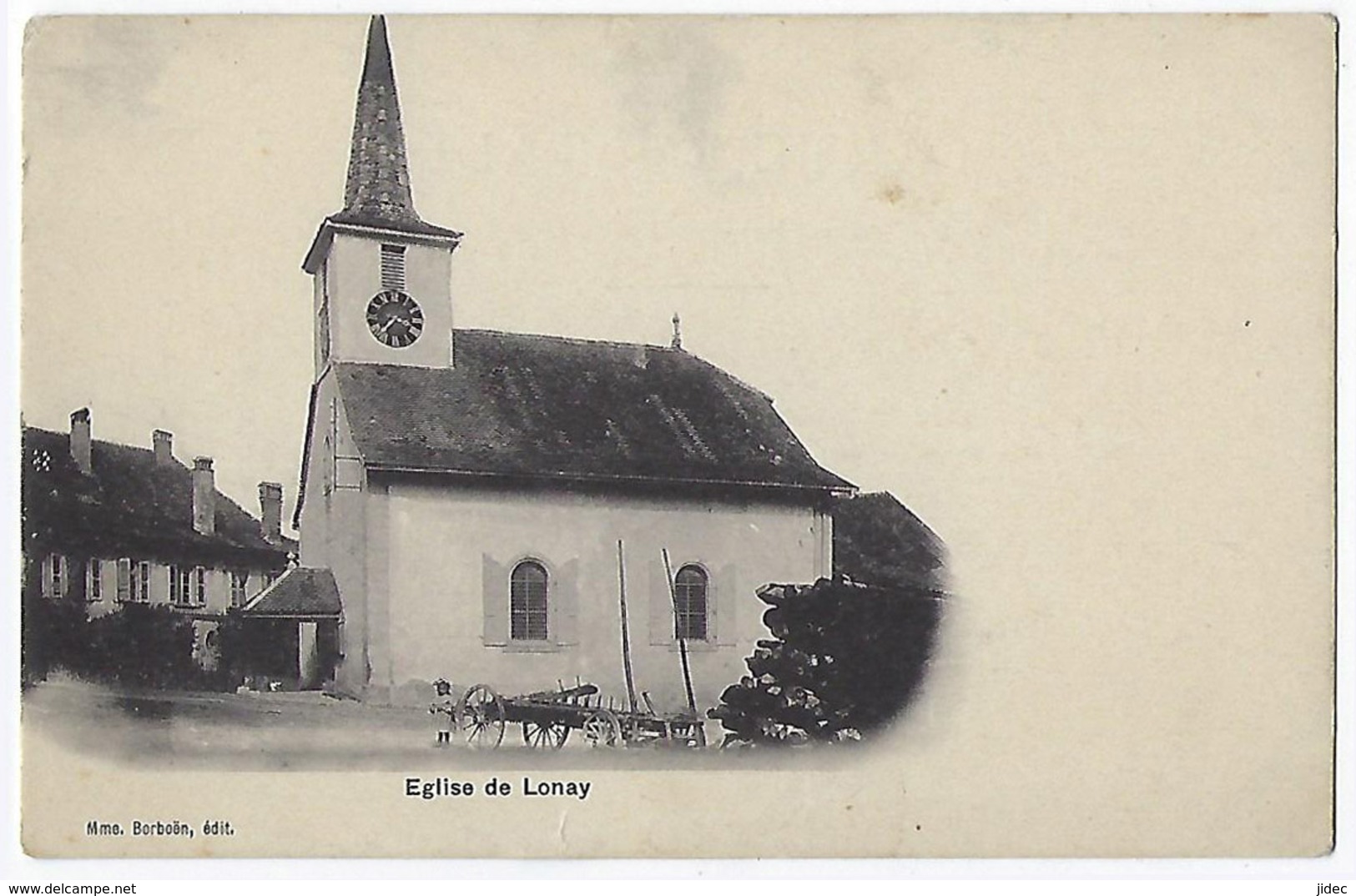 CPA Suisse Rare Lonay L'église Près De Lausanne Morges Ecublens Crissier Saint St Sulpice Prilly Mex Pully Prex Apples - Apples