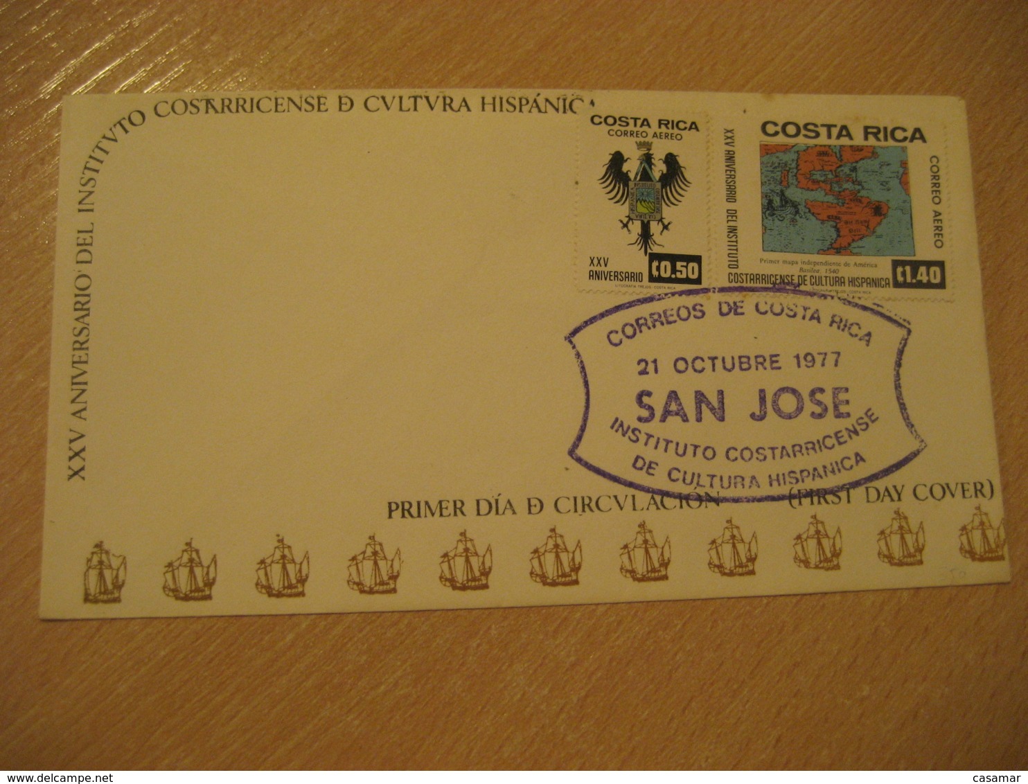 SAN JOSE 1977 Instituto Cultura Hispanica Anerica Discover Colon Columbus FDC Cancel Cover COSTA RICA - Costa Rica