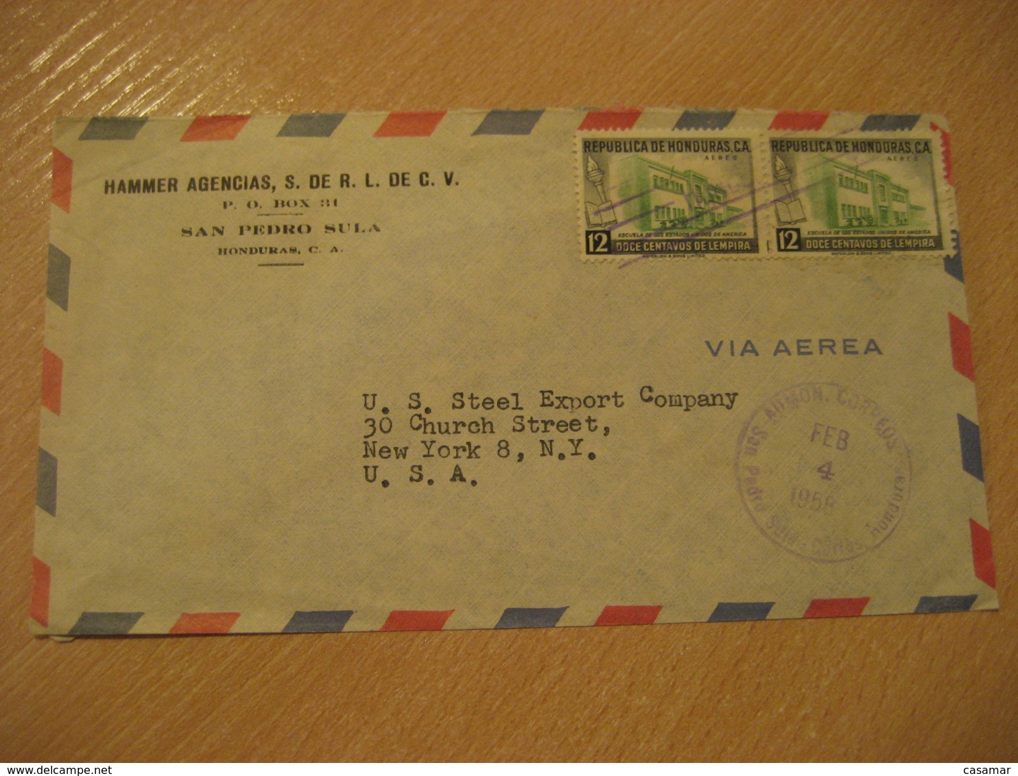 TEGUCIGALPA 1958 To New York USA 2 Stamp Cancel Air Mail Cover HONDURAS - Honduras