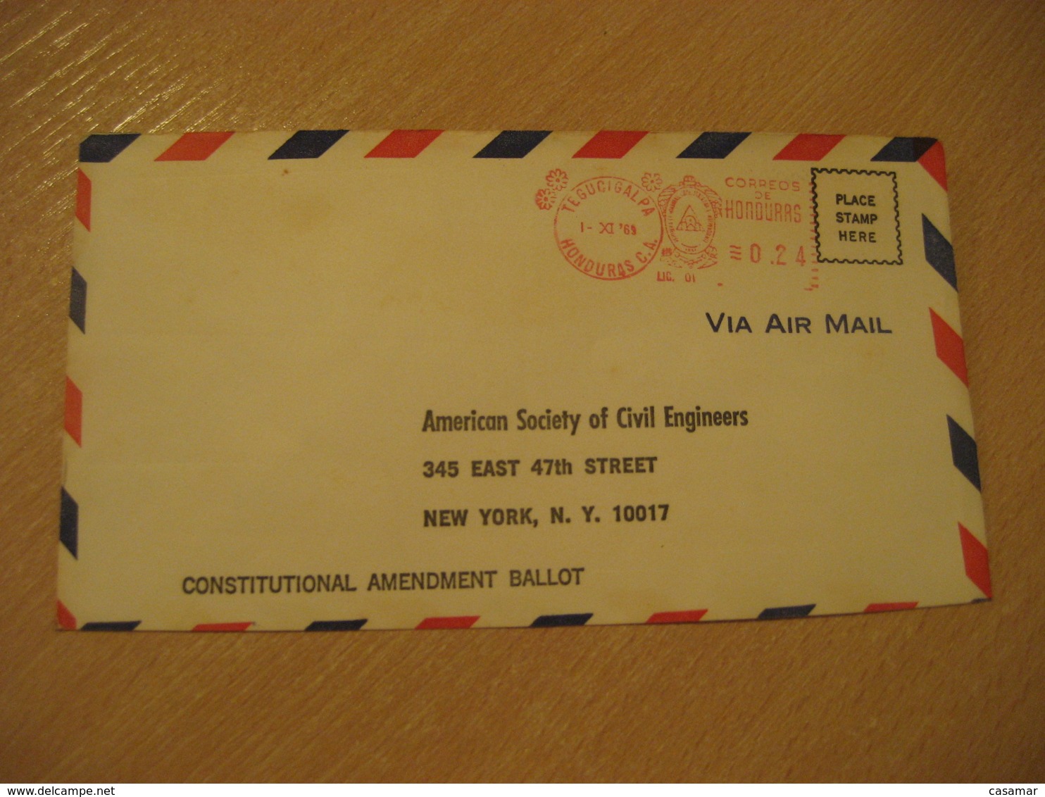 TEGUCIGALPA 1969 To New York USA Cancel Meter Air Mail Cover HONDURAS - Honduras