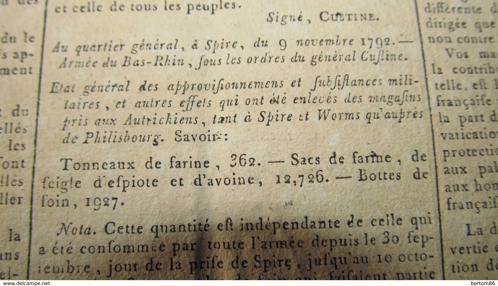 ADAM-PHILIPPE DE CUSTINE AU QUARTIER GENERAL DE SPIRE / SPEYER - LETTRES / PROCLAMATION - OCTOBRE 1792. - Kranten Voor 1800