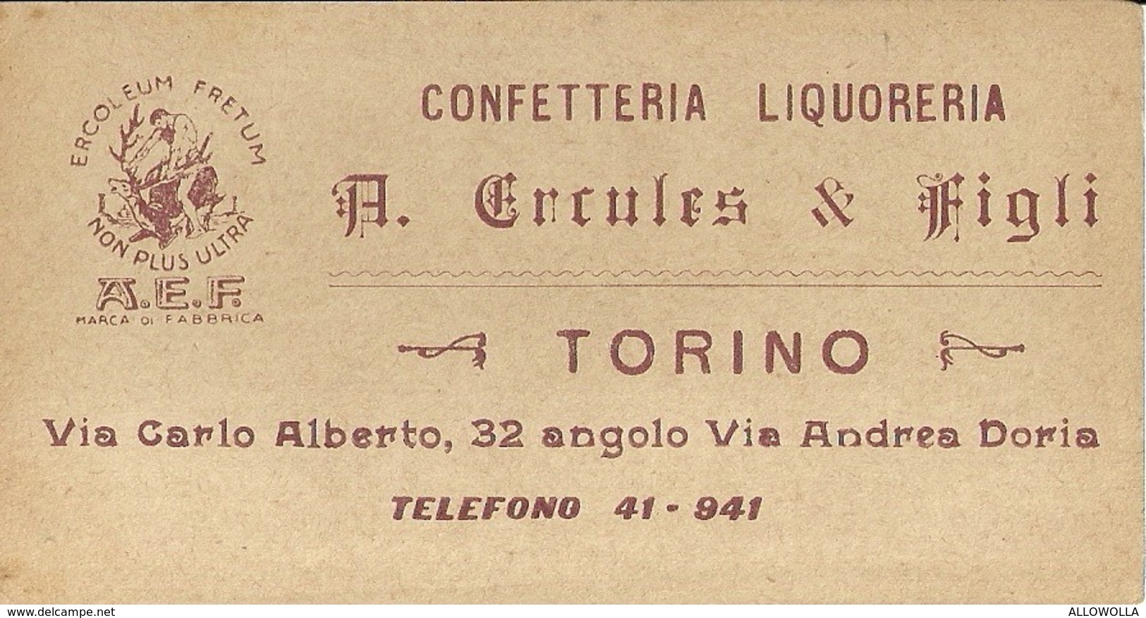 2138 " CONFETTERIA LIQUORERIA A. ERCULES & FIGLI - TORINO - 2 BAMBINI E RAMO FIORITO " ORIGINALE - Altri & Non Classificati