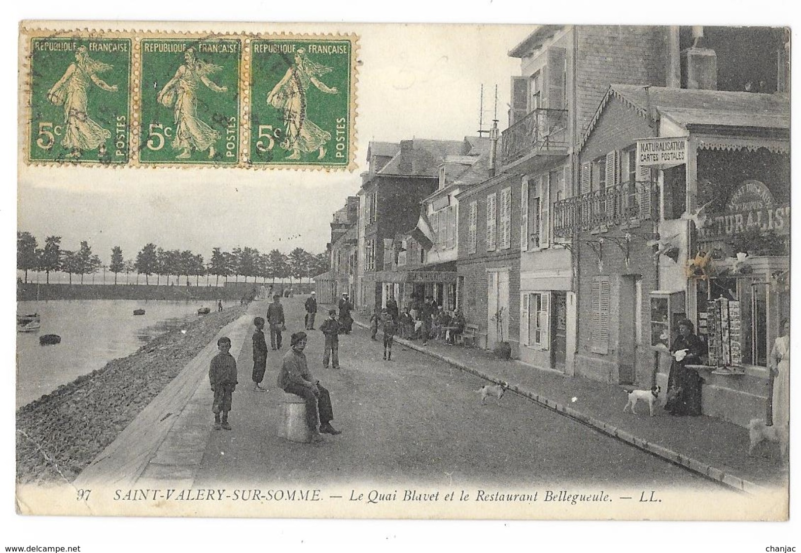 Cpa: 80 SAINT VALERY SUR SOMME (ar. Abbeville) Quai Blavet Et Restaurant Bellegueule  1918  LL  N° 97 - Saint Valery Sur Somme