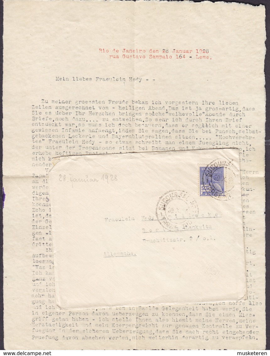 Brazil RIO DE JANIERO 1928 Cover Brief W. Original Letter BERLIN - LANKWITZ Germany - Cartas & Documentos