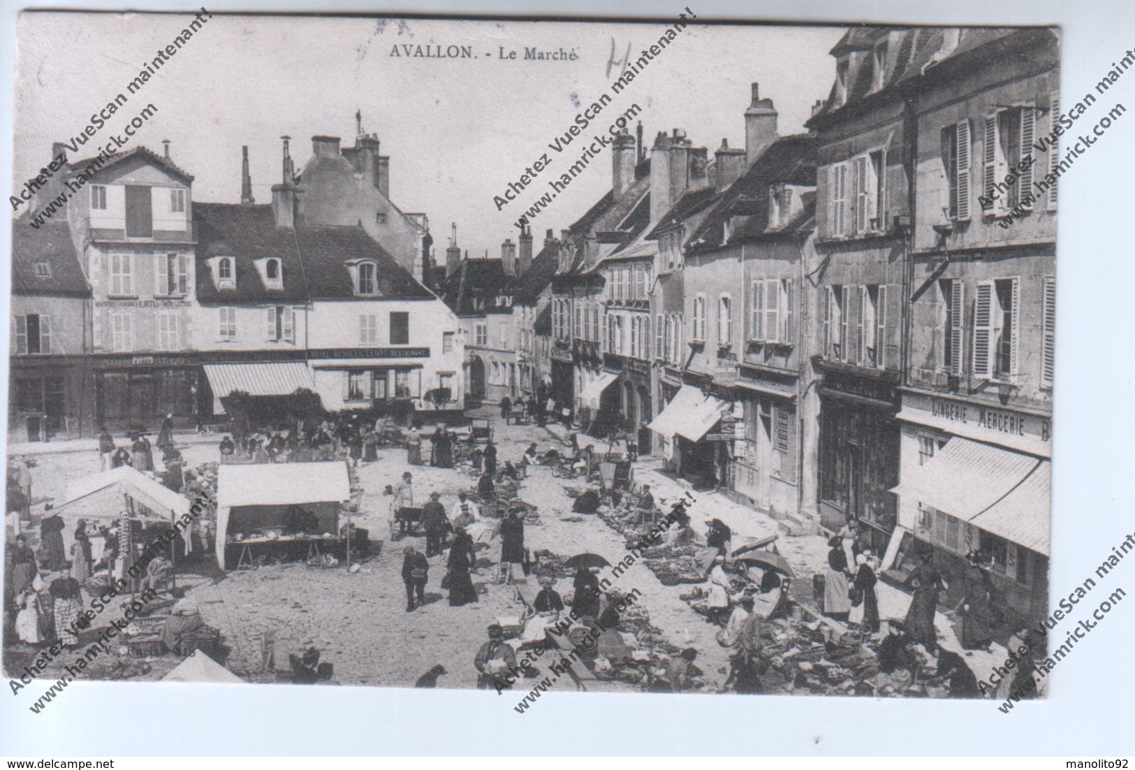 CPA AVALLON (89) : Le Marché (lingerie Mercerie) Envoyée à Institutrice Ecole Supérieure De Bléneau - Avallon