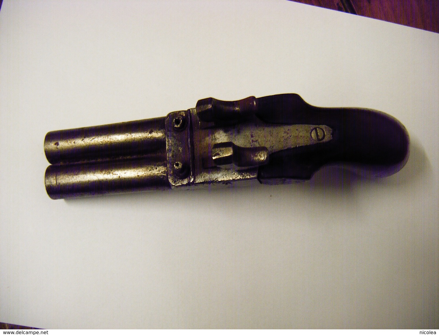 ANCIEN PISTOLET XIX° DEUX CANONS - Armes Neutralisées