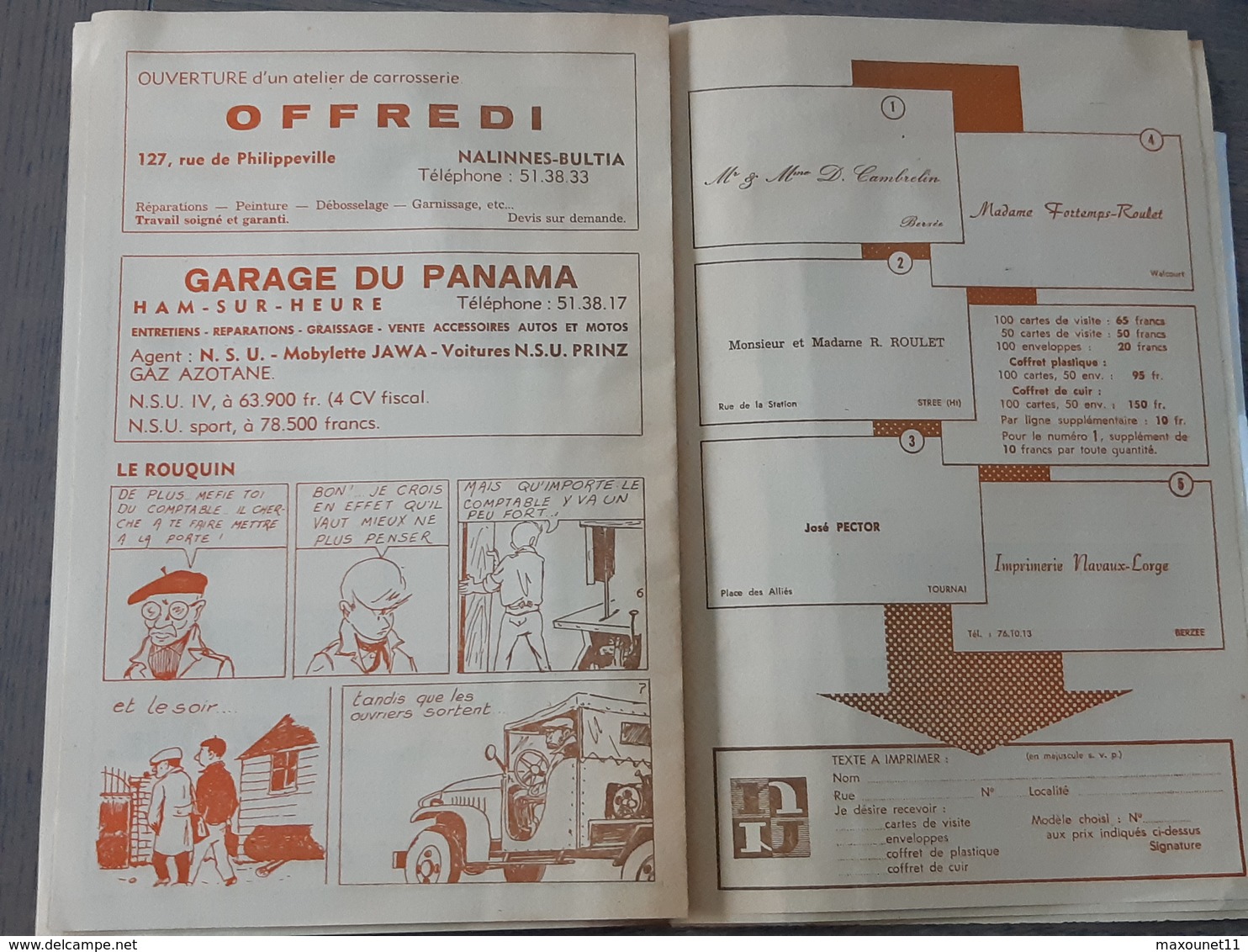 Programme de 1962 , pub de Berzée , Courcelles , Nalinnes , Jamioulx , Ham-Sur-Heure , Gozée , Thy-le-Chateau , etc..NA.