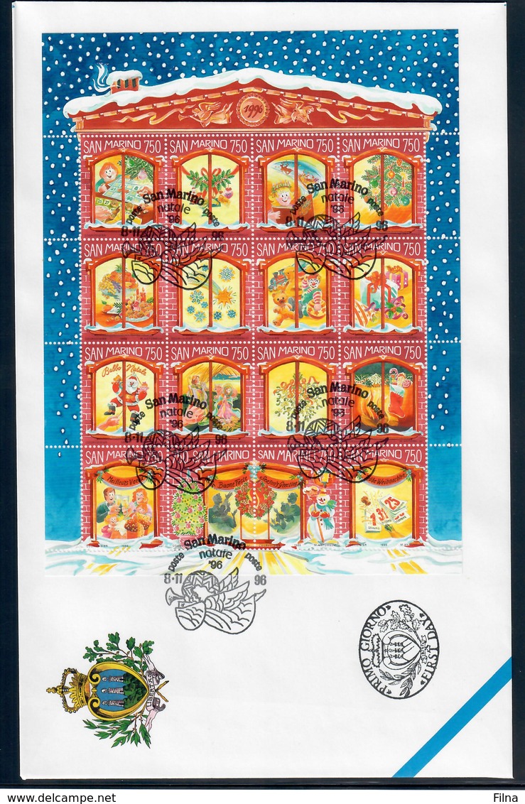 SAN MARINO 1996 - NATALE - FOGLIETTO- FDC - FDC