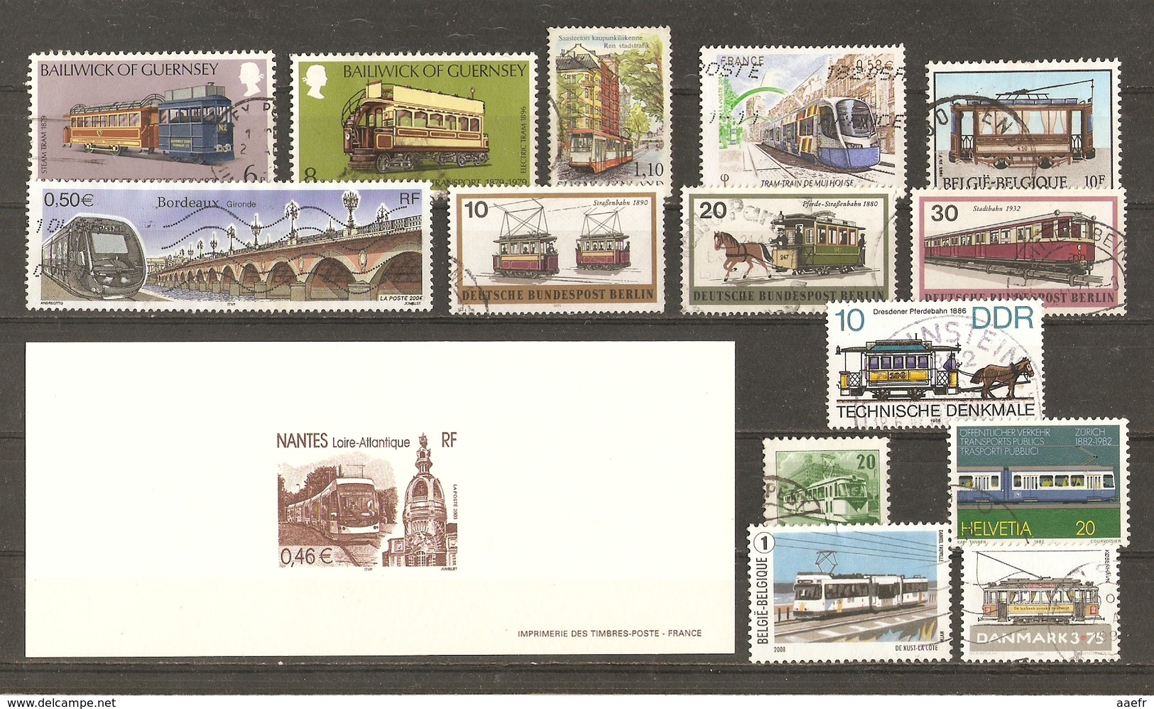 Trams - Tramways - Petit Lot De 14 Timbres° + 1 Gravure Officielle YT 3552 - Vrac (max 999 Timbres)