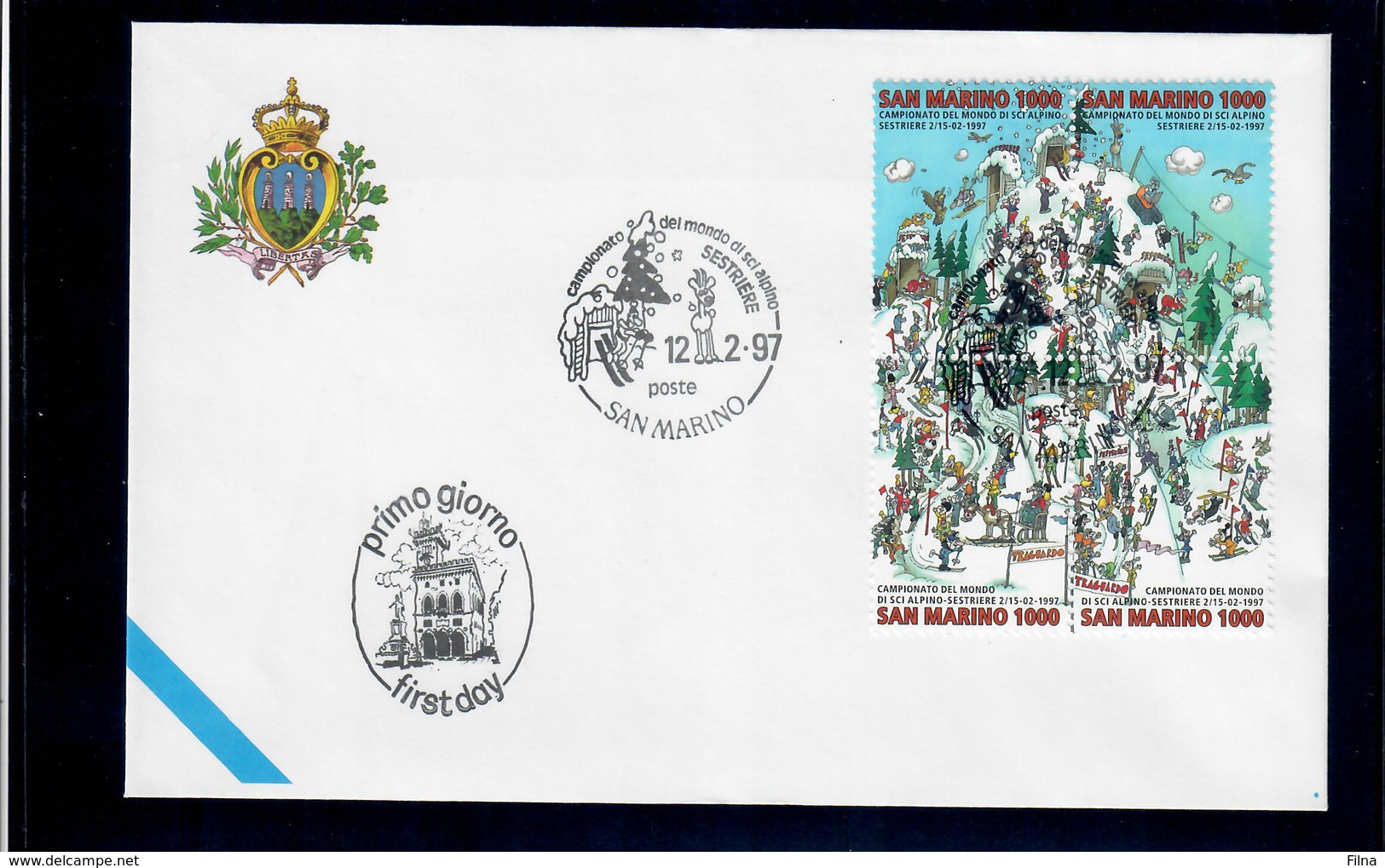 SAN MARINO 1997 - CAMPIONATO DEL MONDO DI SCI ALPINO SESTRIERE - FDC - FDC