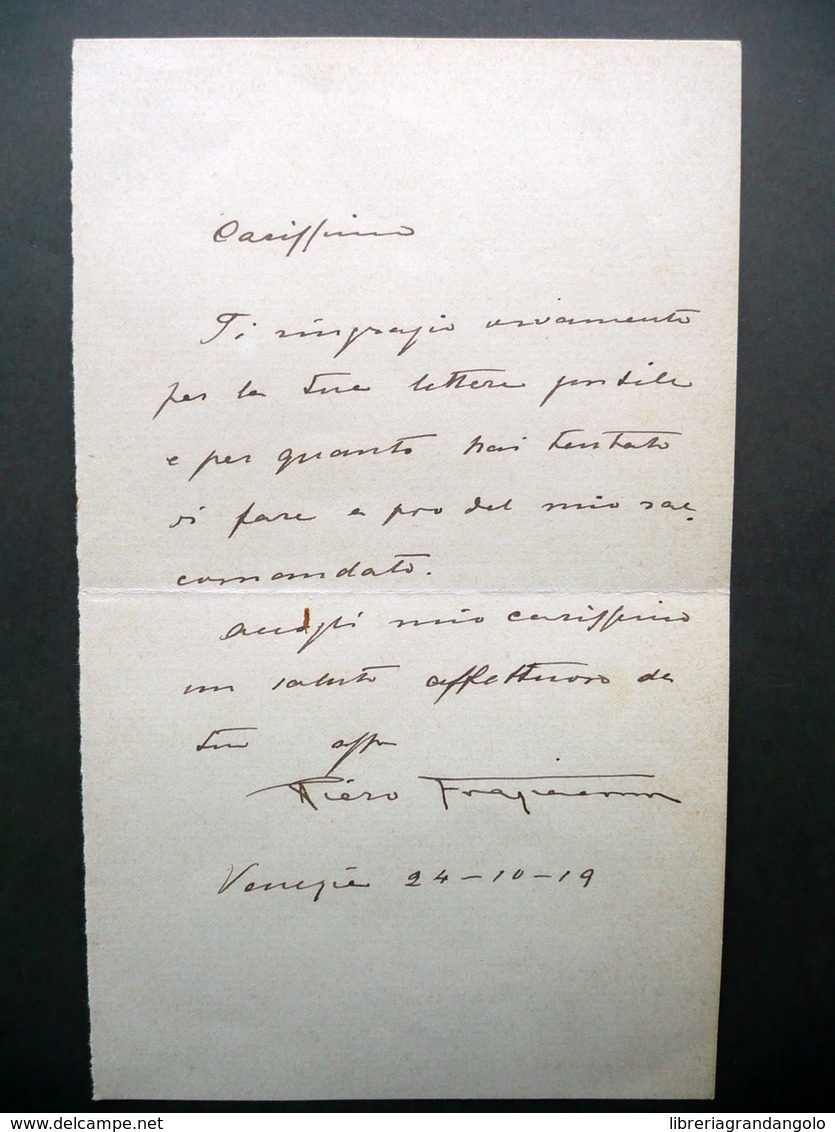 Autografo Pietro Fragiacomo Lettera Venezia 24/10/1919 Pittore Trieste Arte - Altri & Non Classificati