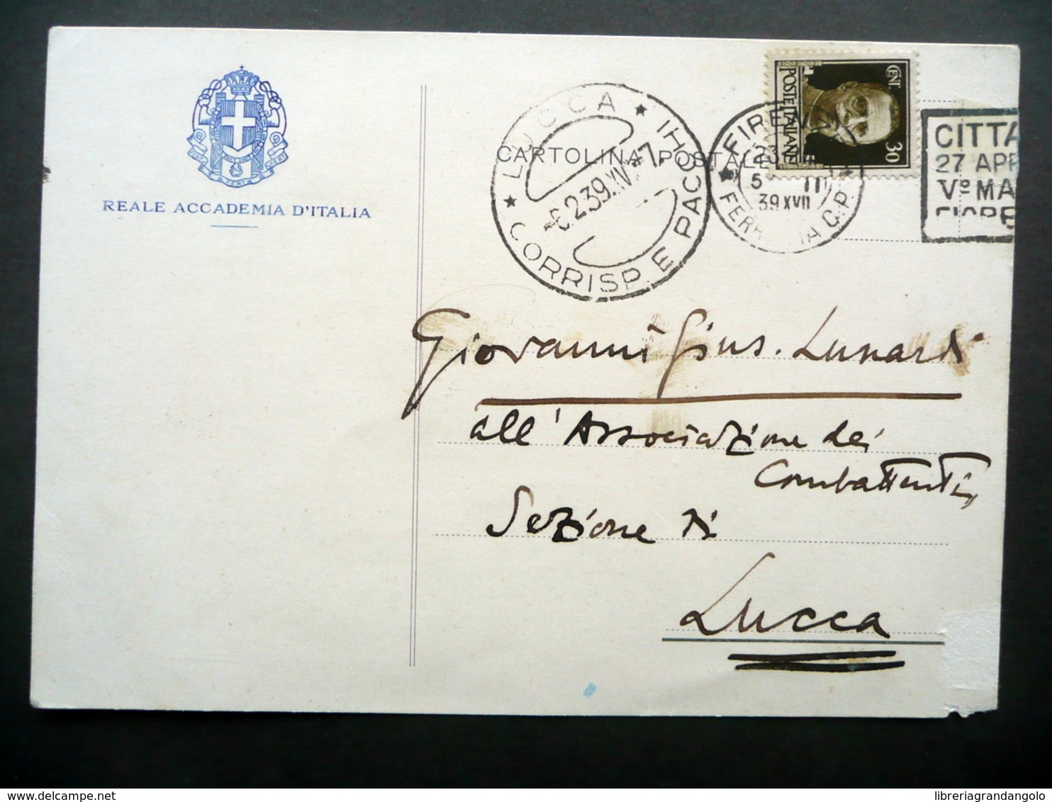 Autografo Ugo Ojetti Cartolina Accedemia D'Italia 1939 Isola Pantelleria Poesie - Altri & Non Classificati