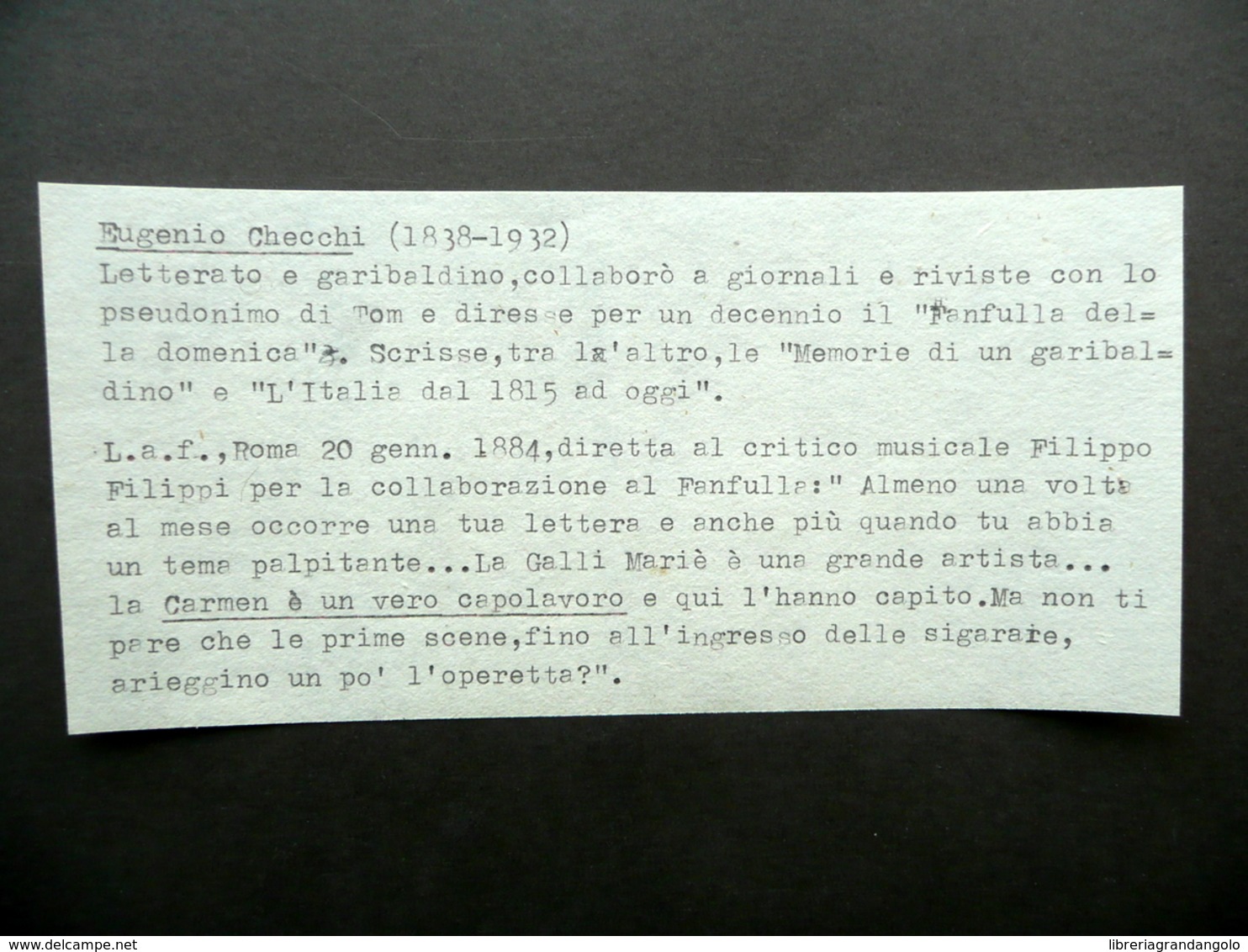 Autografo Eugenio Checchi Lettera Fanfulla Della Domenica Roma 1884 Filippi - Altri & Non Classificati