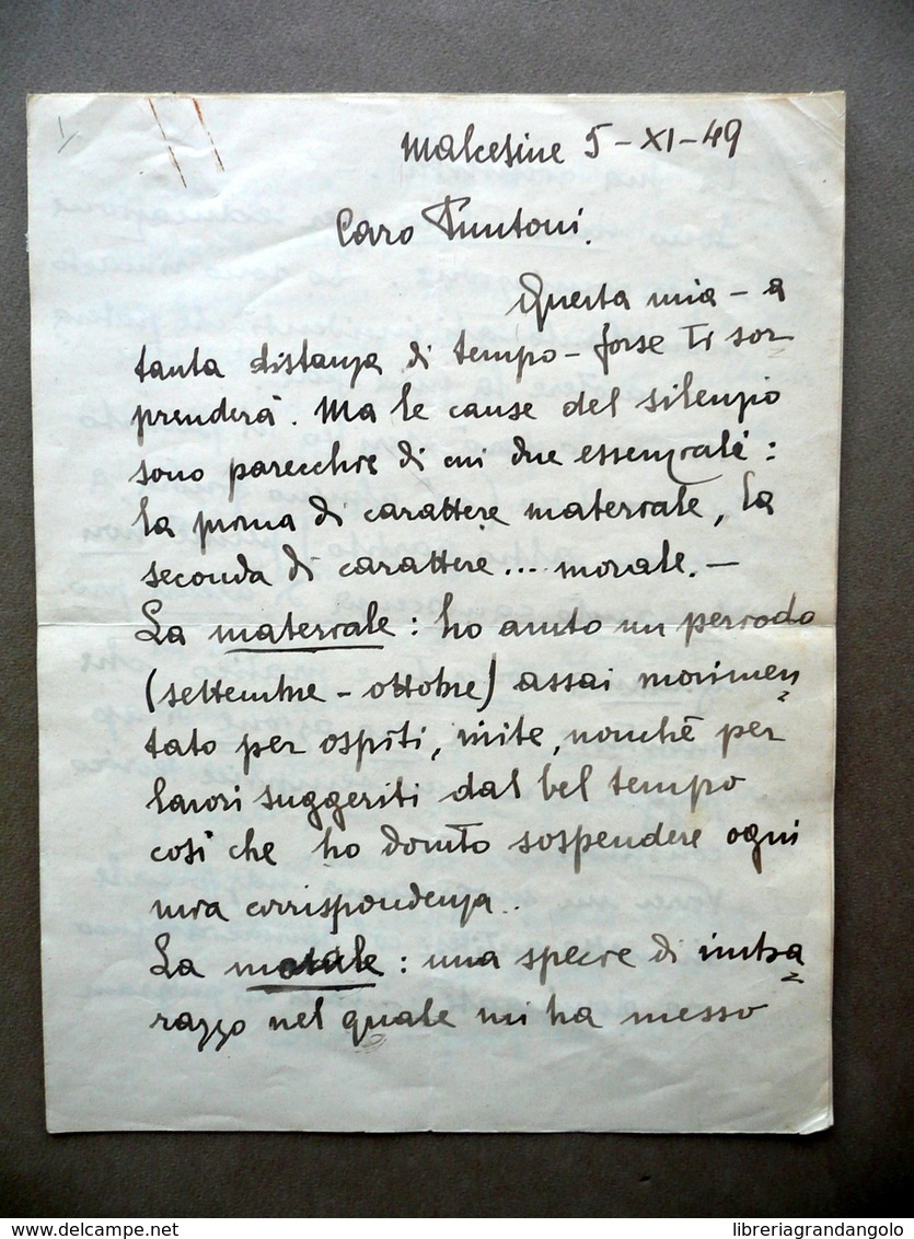 Autografo Generale Pariani Lunga Lettera Malcesine 1949 8 Settembre 1943 WW2 - Altri & Non Classificati