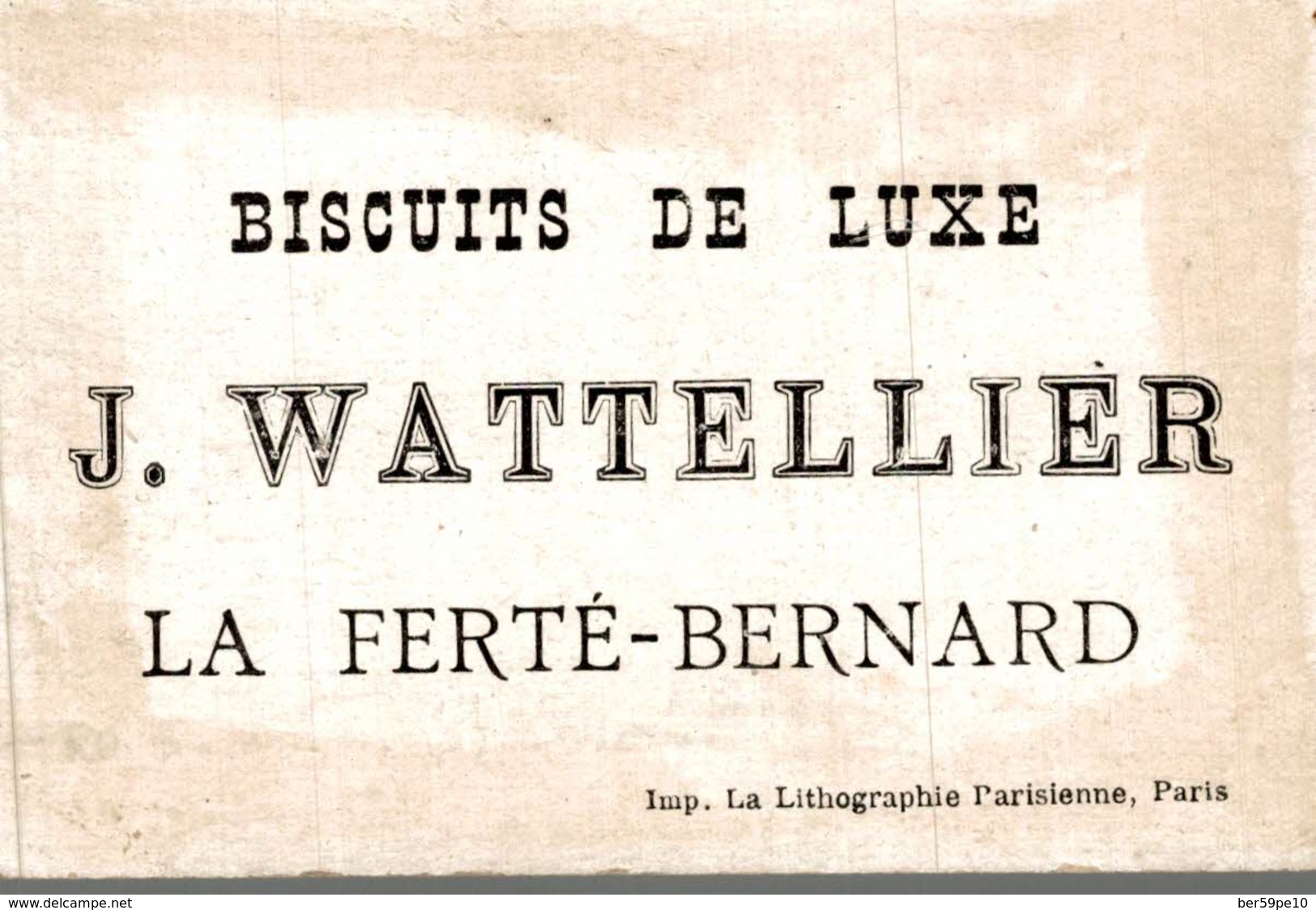 CHROMO  BISCUITS DE LUXE J. WATTELLIER LA FERTE-BERNARD  MARCHE GUERRIERE PAR LA FANFARE MUNICIPALE - Autres & Non Classés