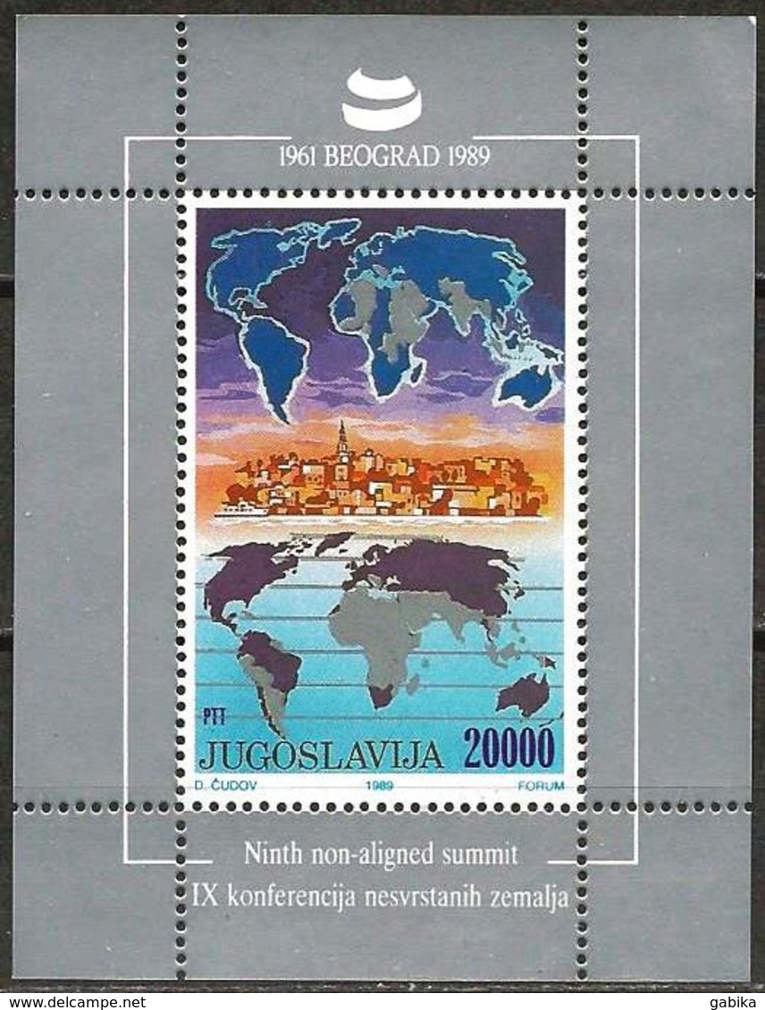 Yugoslavia 1989 Scott 1984 MNH Sheet Non-aligned Summit Beograd, Map - Nuovi