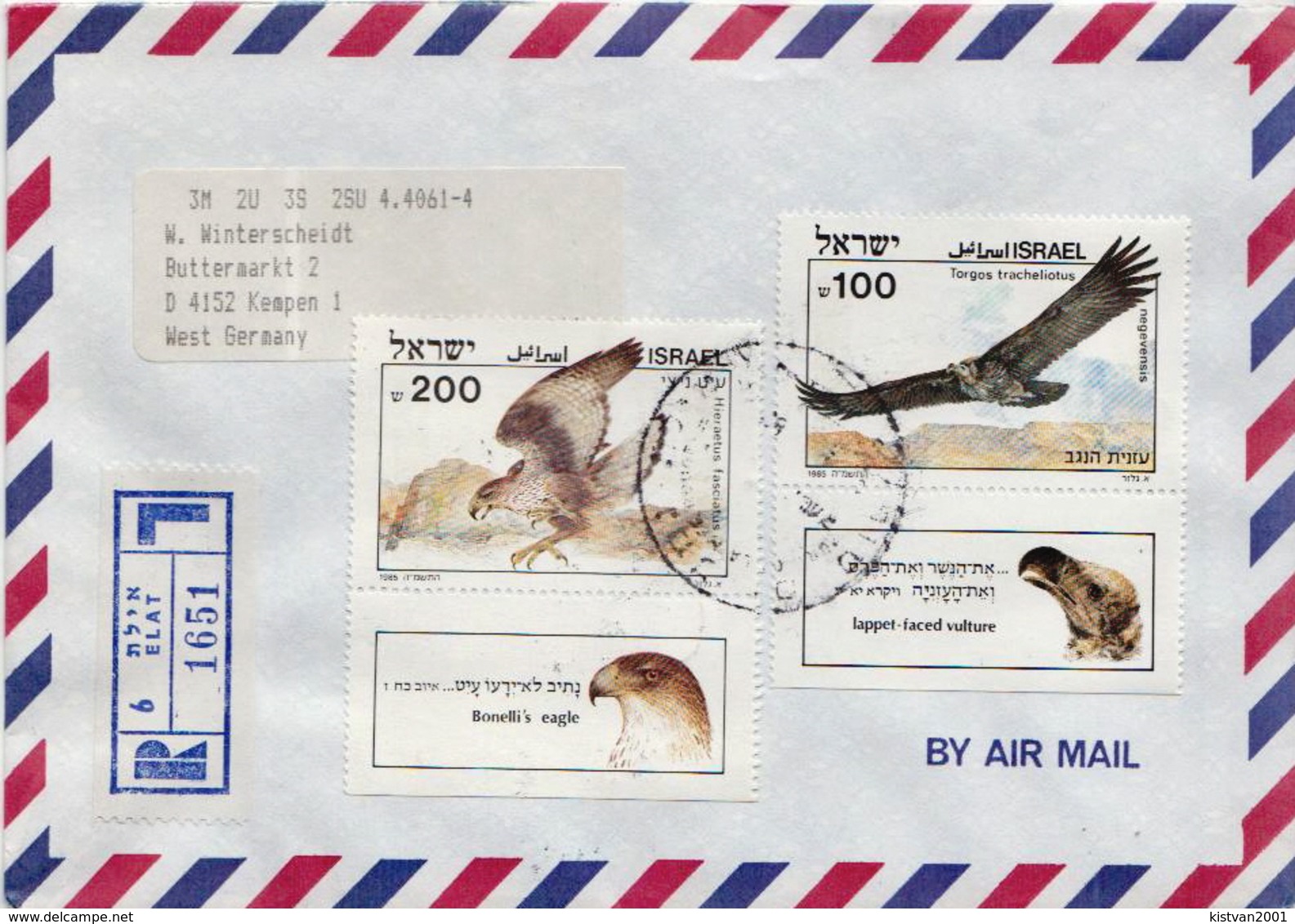 Postal History: Israel R Cover - Eagles & Birds Of Prey