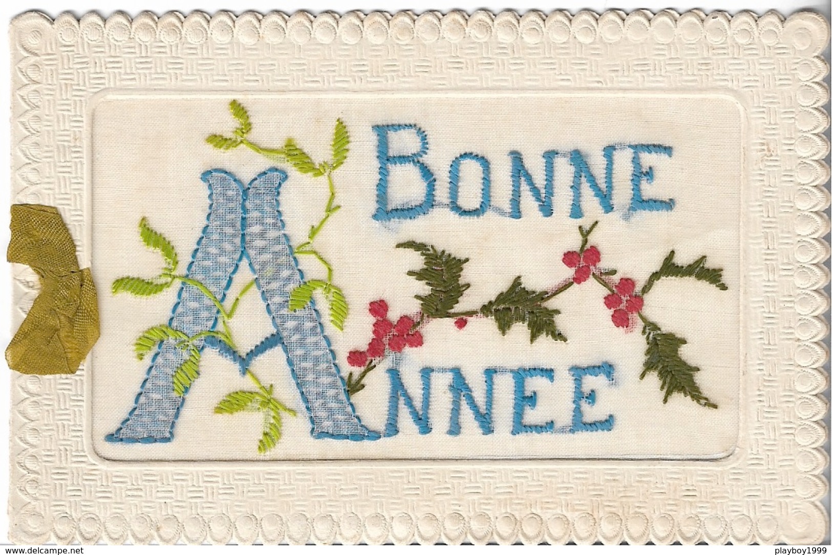 Fantaisies - Carte Brodée - Bonne Année - - Embroidered