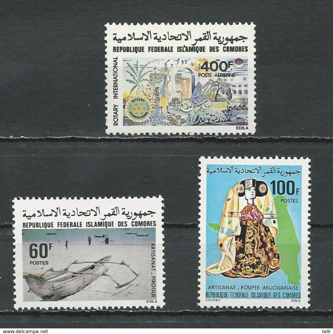 COMORES Scott C107, 498-499 Yvert PA163, 319-320 (3) ** Cote 9,50 $ 1979-80 - Comores (1975-...)