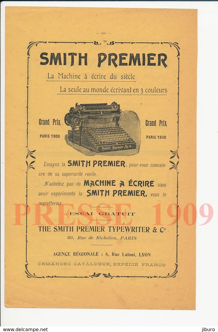 Publicité Smith Premier Machine à écrire / Revue La Vie Heureuse - Les Annales Politiques Et Littéraires 223CH14 - Non Classés